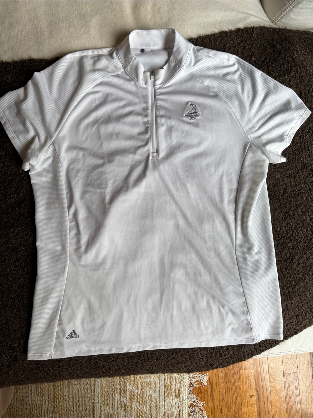adidas White Short-Zip Performance Polo Pinehurst Logo